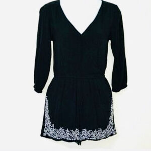 Aeropostale by Bethany Mota Black Embroidered Romper